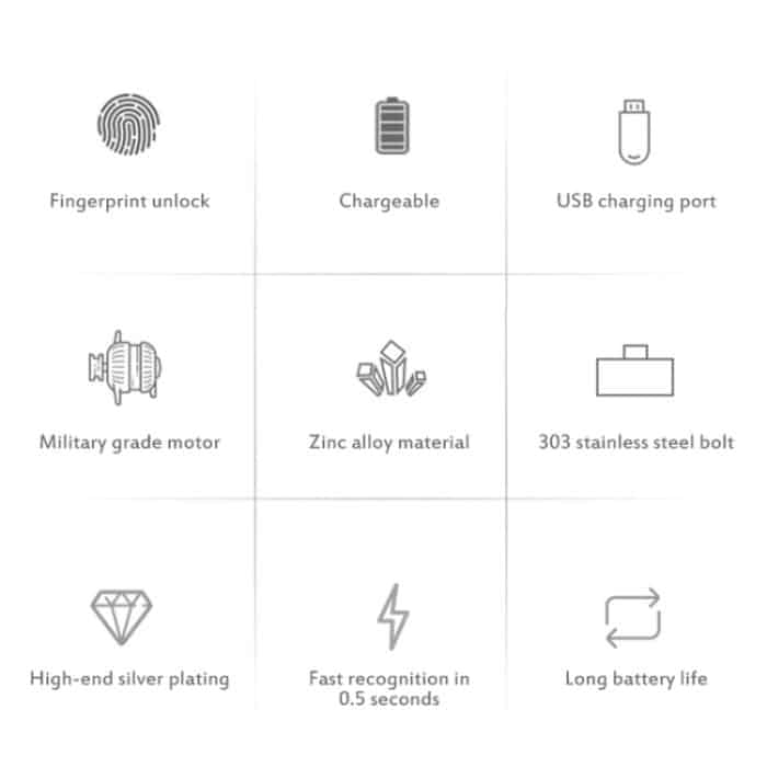 T23F Micro-USB-Aufladung Zinklegierung Smart Triple Linkage Offenes Fingerabdruck-Schubladenschloss Aktenschrankschloss – Bild 3