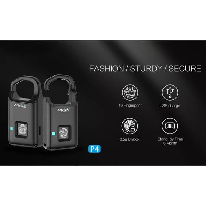Anytek P4 3,7 V Micro-USB-Lade-Halbleiter-Fingerabdruck-Sensor kleines Vorhängeschloss – Bild 5