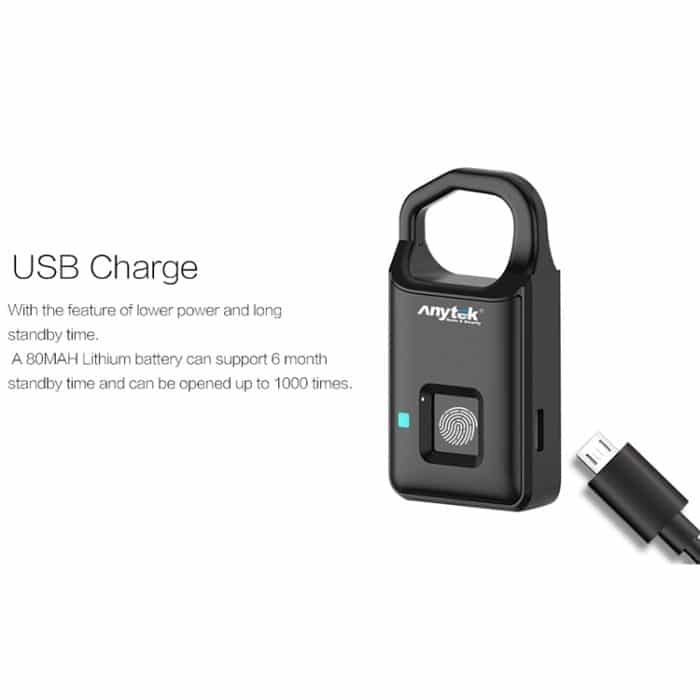 Anytek P4 3,7 V Micro-USB-Lade-Halbleiter-Fingerabdruck-Sensor kleines Vorhängeschloss – Bild 6
