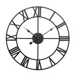 60 cm Retro-Wohnzimmer-Eisen-runde römische Ziffern-Stummschaltung dekorative Wanduhr, 60cm