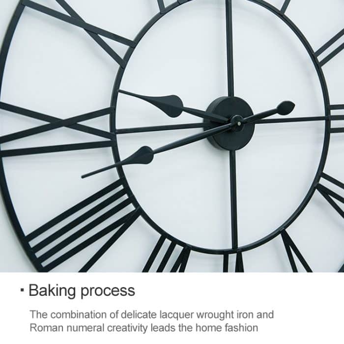 60 cm Retro-Wohnzimmer-Eisen-runde römische Ziffern-Stummschaltung dekorative Wanduhr, 60cm – Bild 6
