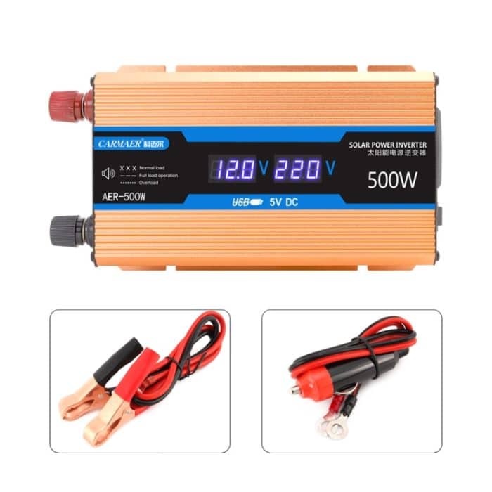 Carmaer 24V bis 220V 500W Auto Multifunktions-Doppel-Digital-Display-Inverter-Haushaltskraftwandler – Bild 2