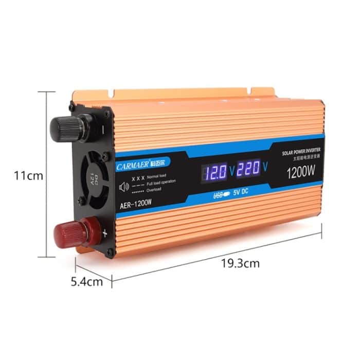 Carmaer 12V bis 220V 1200W Auto Multifunktions-Doppel-Digital-Display-Inverter-Haushaltskraftwandler – Bild 3