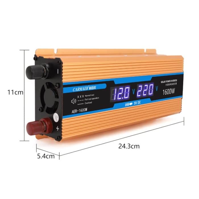 Carmaer 60V bis 220V 1600W Auto Multifunktions-Doppel Digital Display Inverter Haushalt Power Converter – Bild 3