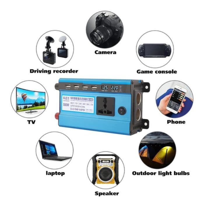 Carmaer 24V bis 220V 500 Watt doppeltes Zigarettenanzünder-Car doppelt digitales Display-Wechselrichter Haushaltskraftwandler – Bild 7