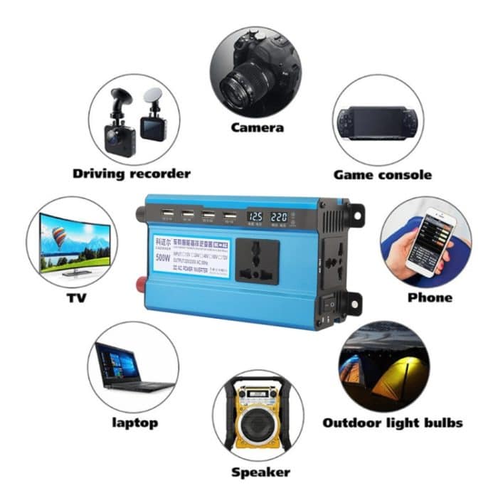 Carmaer 60V bis 220 V 500 Watt Doppelsteckdose doppelt digital Display Inverter Haushaltskraftwandler – Bild 7