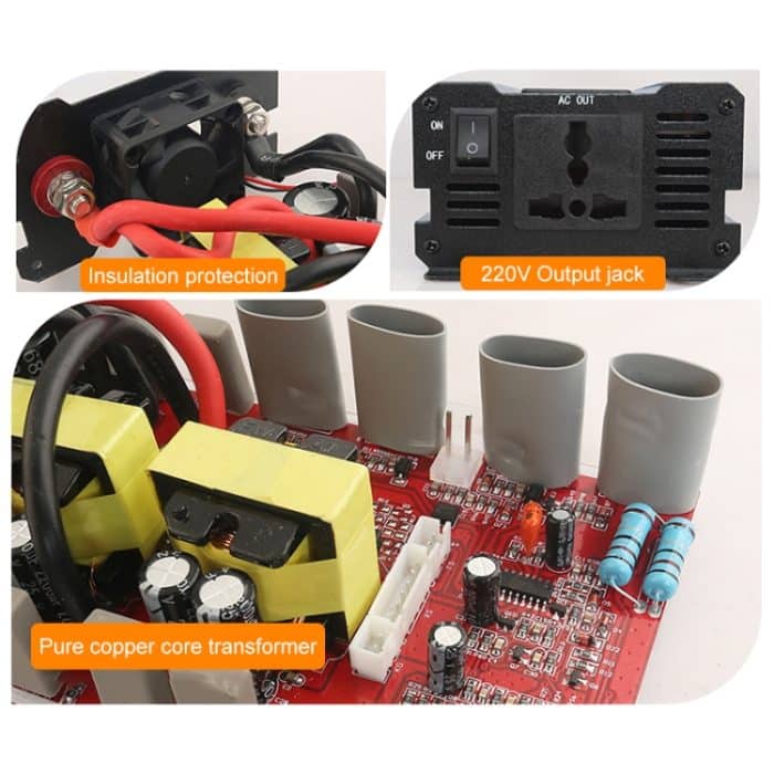 CARMERMAER 48V bis 220V 1200W Double Sockel Auto Doppel Digitalanzeige Wechselrichter Haushaltskraftwandler – Bild 5