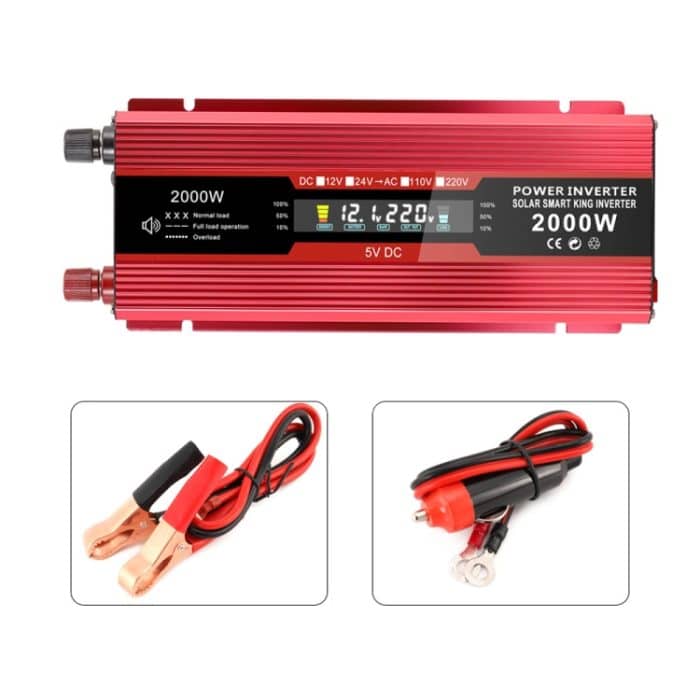 Carmaer Universal 24V bis 220V 2000W Auto LCD Display Inverter Haushaltskraftwandler – Bild 2