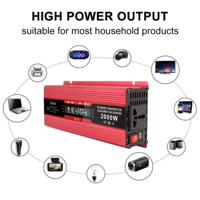 Carmaer Universal 24V bis 220V 2000W Auto LCD Display Inverter Haushaltskraftwandler – Bild 7