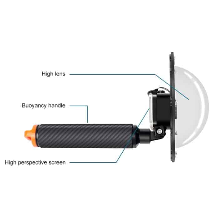 Ruigpro Floating Hand Grip Dome Port Unterwasser Tauchkamera Objektiv Transparente Abdeckung für DJI Osmo Action – Bild 3