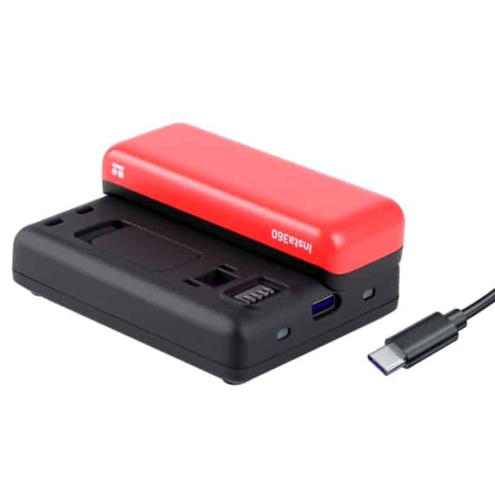 R-R-LF8-CINOR8CA Für Insta360 ONE R 4K Panoramakamera Akkus Ladegerät Schnellladung Dual Charging Interface Charging Base – Bild 1