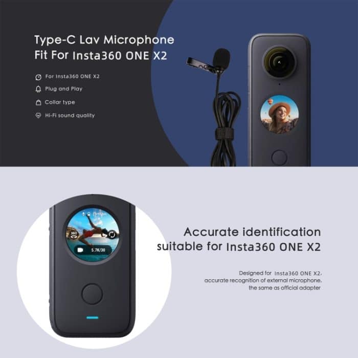 Für Insta360 ONE X2 Lavalier Clip Typ-C Aufnahmemikrofon, For Insta360 ONE X2 – Bild 2