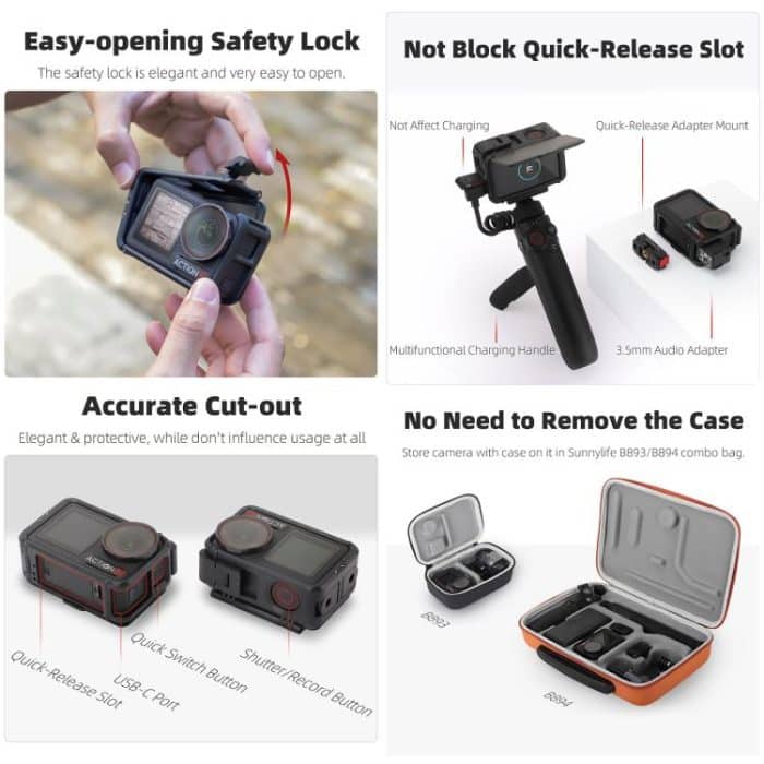 Für DJI Osmo Action 5 Pro / 4 / 3 Sunnylife Schutzhülle Rahmen Mount Adapter Sonne Haube Gehäuse Fall – Bild 7