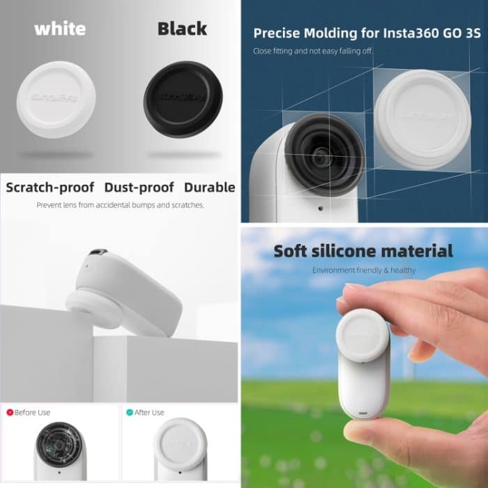 Für Insta360 GO 3S Sunnylife 2 Stück Schwarz-Weiß Kratzfeste Objektiv-Schutzkappe – Bild 3