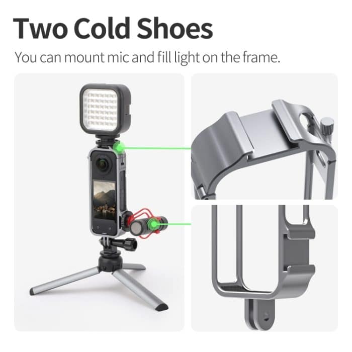 Für Insta360 X4 Sunnylife Metallschutzkäfig-Rig mit Kaltschuhbasen und Stativadapter, Metal Protective Cage – Bild 4
