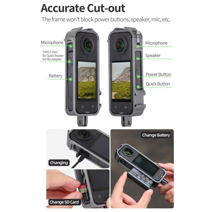 Für Insta360 X4 Sunnylife Metallschutzkäfig-Rig mit Kaltschuhbasen und Stativadapter, Metal Protective Cage – Bild 8