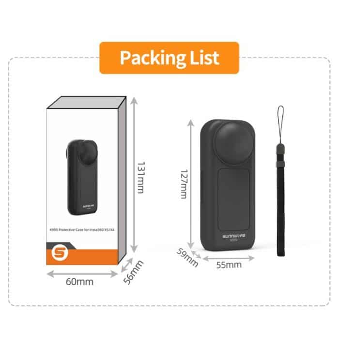 For Insta360 X5 / X4 Sunnylife Integrated Lens Screen Protective Cover Camera Case with Strap – Bild 7