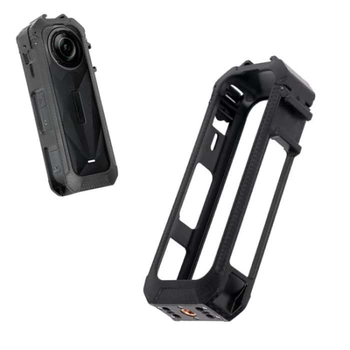 DCA4576B.jpg For Insta360 X5 Cold Shoe Carbon Fiber Texture ABS Plastic Protective Frame – Bild 1