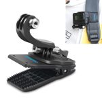 RUIGPRO 360-Grad-Drehung J-Type Rucksack Rec-Mounts Clip-Klemmhalterung mit Schraube für GoPro HERO9 Schwarz / HERO8 Schwarz / HERO7 / 6/5, DJI Osmo Action, Xiaoyi und andere Action-Kameras