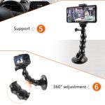 Saugnapfbacken Flex-Klemmhalterung für GoPro Hero11 Black / HERO10 Black /9 Black / HERO8 Black /7/6/5/5 Session /4 Session /4/3+ /3/2/1, DJI Osmo Action, Xiaoyi und andereActionkameras, Jaws Flex Clamp – Bild 7
