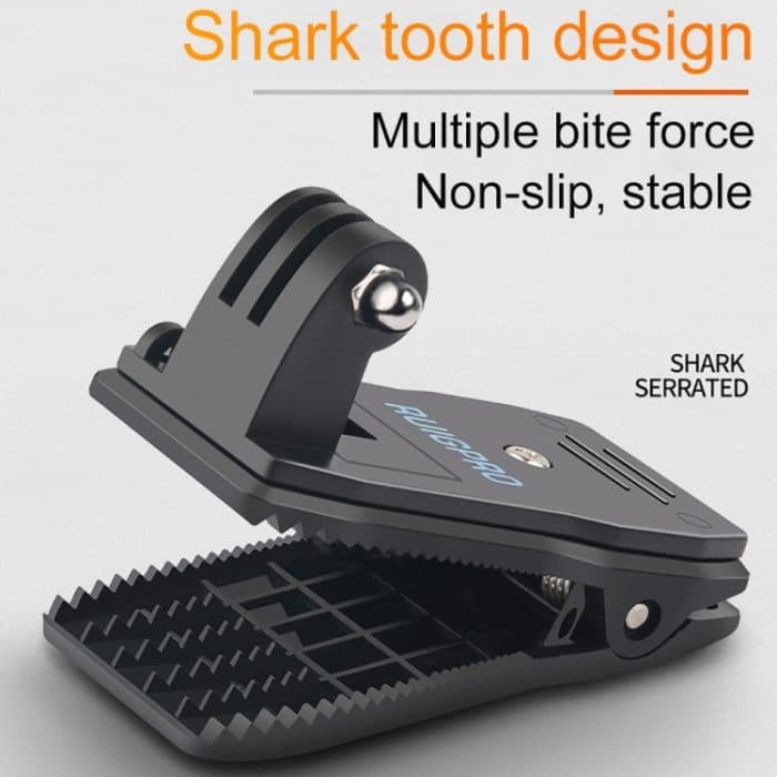 RUIGPRO 360-Grad-Drehung Rucksack Rec-Mounts Clip-Klemmhalterung mit Schraube für GoPro, Insta360, DJI und andere Action-Kameras (schwarz) – Bild 5