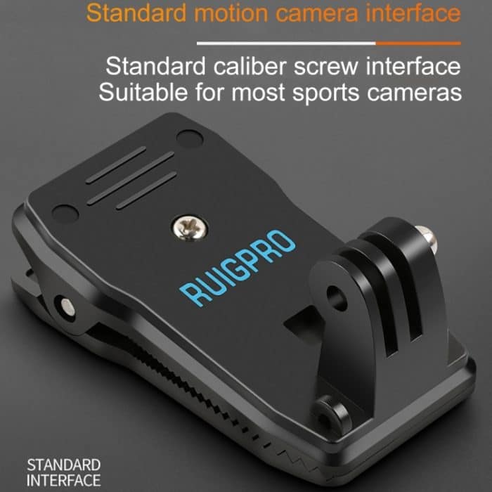 RUIGPRO 360-Grad-Drehung Rucksack Rec-Mounts Clip-Klemmhalterung mit Schraube für GoPro, Insta360, DJI und andere Action-Kameras (schwarz) – Bild 7
