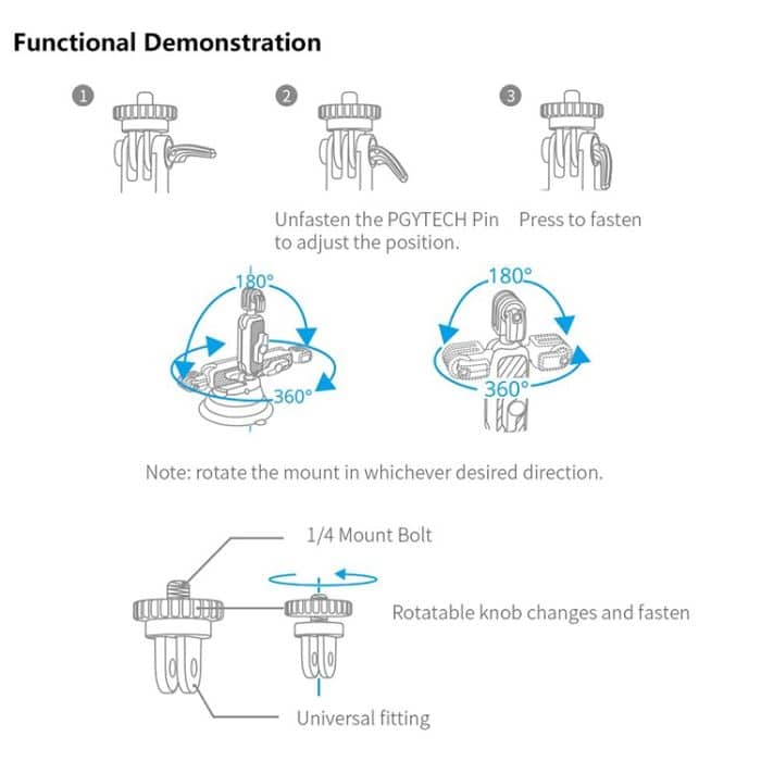 PGYTECH P-GM-132 Action-Kamera-Saugnapf-Handyhalter für DJI Osmo Action und GoPro 8/7, P-GM-132 – Bild 5