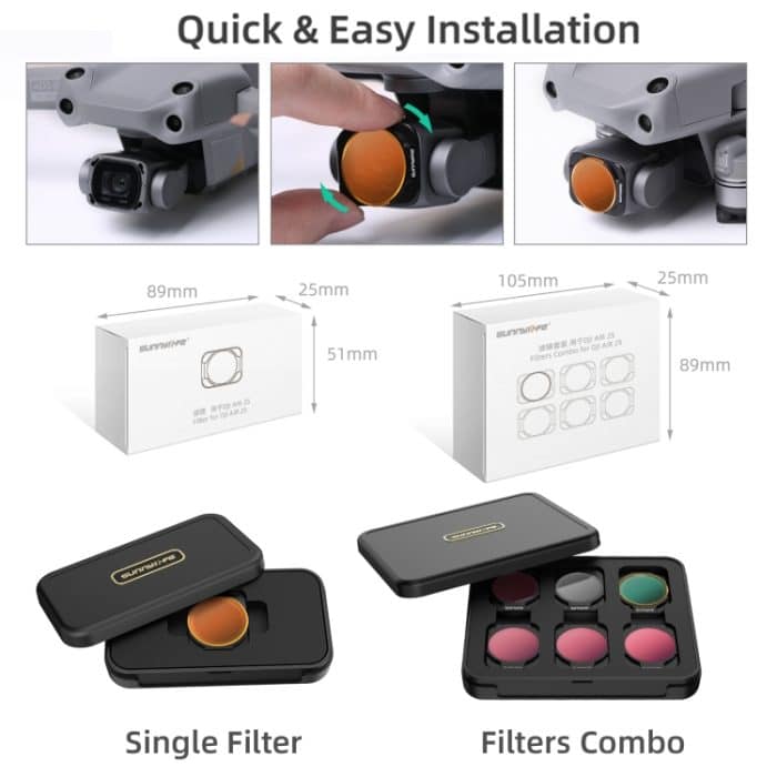 Sunnylife A2S-FI9345 3 in 1 CPL + ND8 + ND16 Objektivfilter für DJI AIR 2S – Bild 9