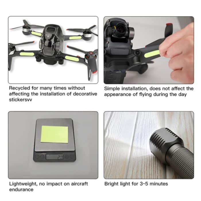 RCSTQ 2 PCs Leuchtaufkleber Nacht Flug Aufkleber für DJI FPV Drohne – Bild 5