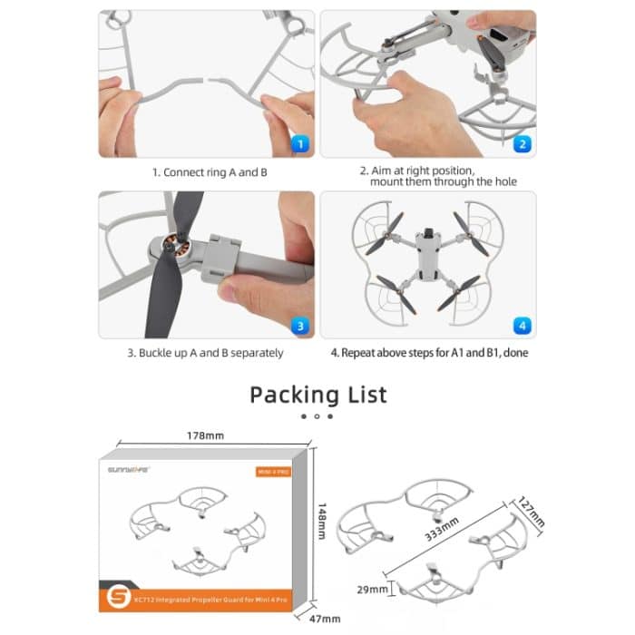 Für DJI Mini 4 Pro Sunnylife N4P-KC712 Drone Propeller Schutz Schutz Anti-kollision Ring, For DJI Mini 4 Pro – Bild 9