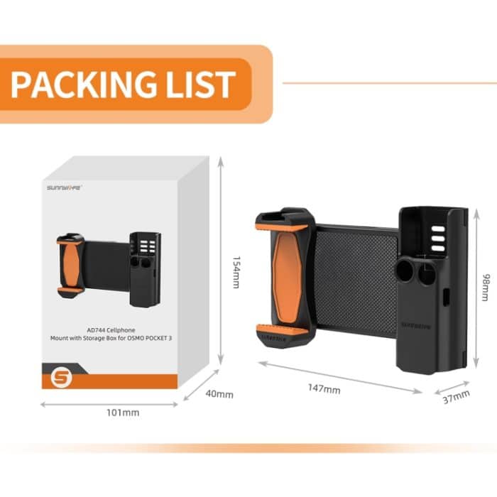 Für DJI OSMO Pocket 3 Sunnylife OP3-AD744 Erweiterter Telefonklemmenhalter mit Aufbewahrungskoffer, OP3-AD744 – Bild 12