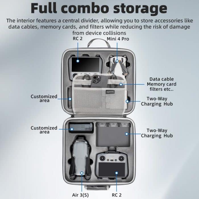 Für DJI Air 3 / Air 3S / Mini 4 Pro STARTRC Dual-Drone Schulter Aufbewahrungstasche PU Handtasche, For DJI Air 3 / Air 3S / Mini 4 Pro – Bild 8