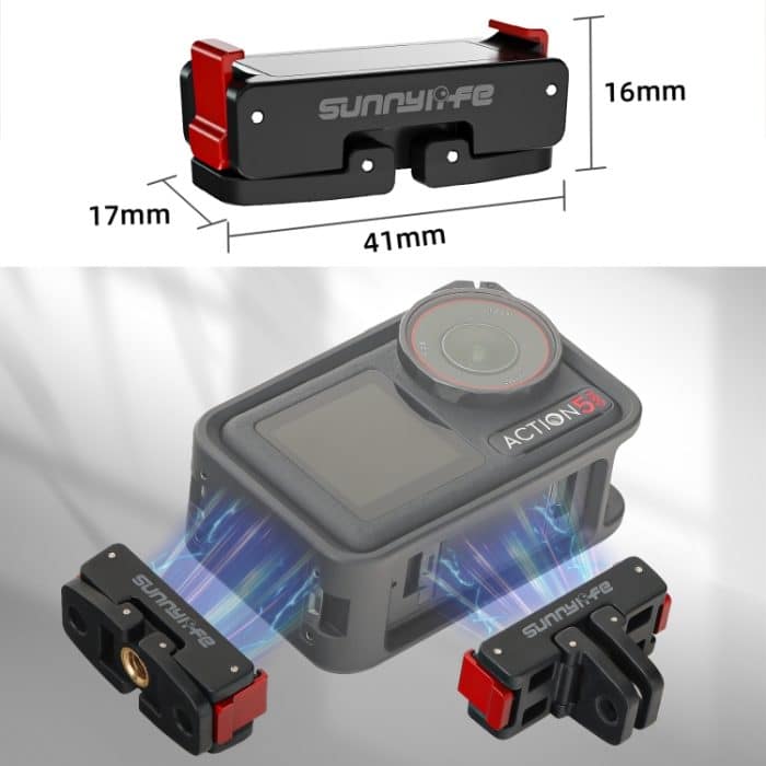 Für DJI Osmo Action 5 Pro/4/3 Sunnylife Faltbare magnetische Schnellwechselhalterung Action-Kamera Selfie-Stick Stativadapter Cam Stand, AD887 – Bild 2