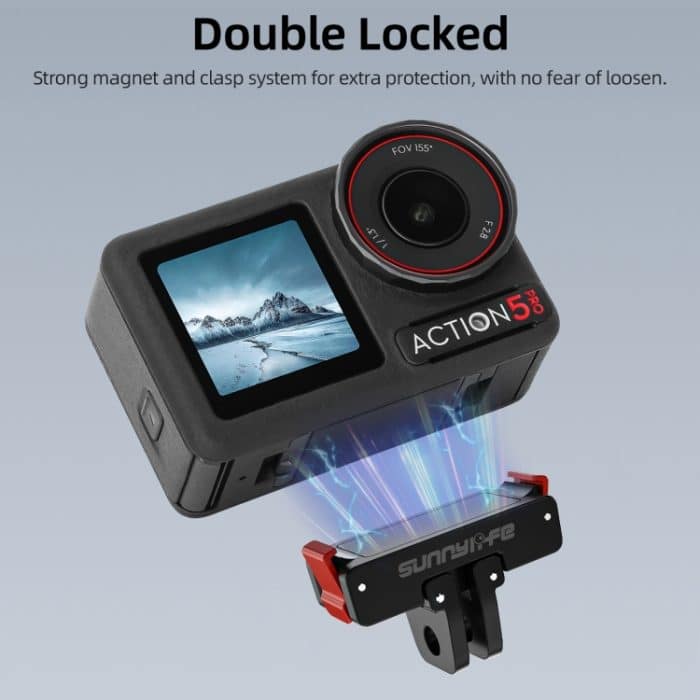 Für DJI Osmo Action 5 Pro/4/3 Sunnylife Faltbare magnetische Schnellwechselhalterung Action-Kamera Selfie-Stick Stativadapter Cam Stand, AD887 – Bild 4
