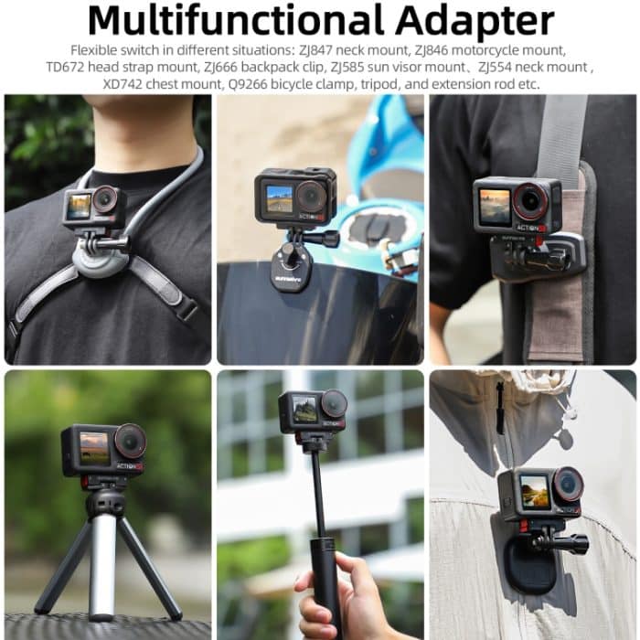 Für DJI Osmo Action 5 Pro/4/3 Sunnylife Faltbare magnetische Schnellwechselhalterung Action-Kamera Selfie-Stick Stativadapter Cam Stand, AD887 – Bild 9