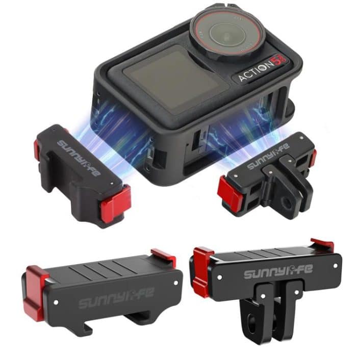 Für DJI Osmo Action 5 Pro/4/3 Sunnylife Faltbare magnetische Schnellwechselhalterung + magnetischer Kaltschuhadapter, AD938+AD887 – Bild 1