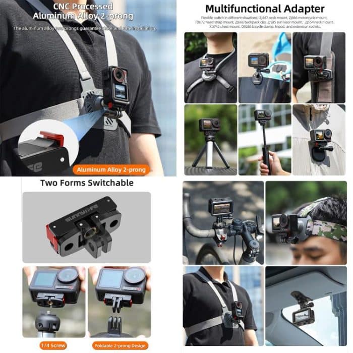 Für DJI Osmo Action 5 Pro/4/3 Sunnylife Faltbare magnetische Schnellwechselhalterung + magnetischer Kaltschuhadapter, AD938+AD887 – Bild 5