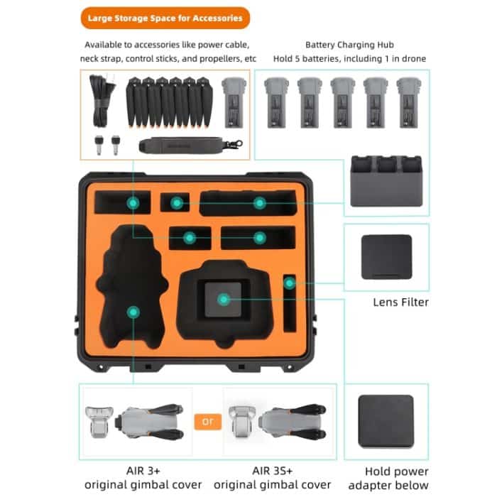 Für DJI Air 3S / 3 Sunnylife Sicherheits-Tragetasche Große Kapazität Wasserdicht Stoßfest Harte Reisetasche, For DJI Air 3S / 3 – Bild 4