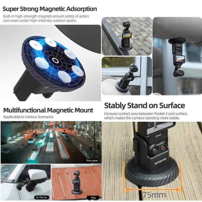 For DJI Osmo Pocket 3 Sunnylife Magnetic Base Mount Tabletop Base Stand Holder, OP3-MZ982 – Bild 4