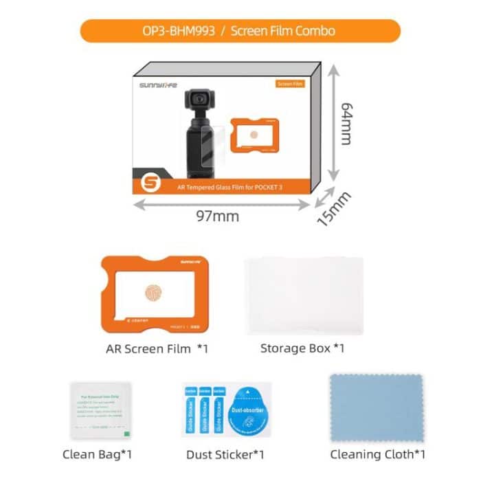 Für DJI Osmo Pocket 3 Sunnylife Displayschutzfolie AR Antireflexionsfolie aus gehärtetem Glas mit Film Locator – Bild 12