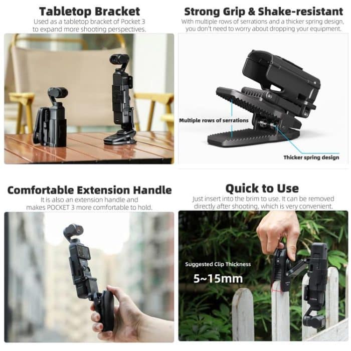 For DJI Osmo Pocket 3 Sunnylife Stretchable Backpack Clip Rotatable Magnetic Mount Action Camera Holder Vlog Mount, For DJI Osmo Pocket 3 – Bild 6