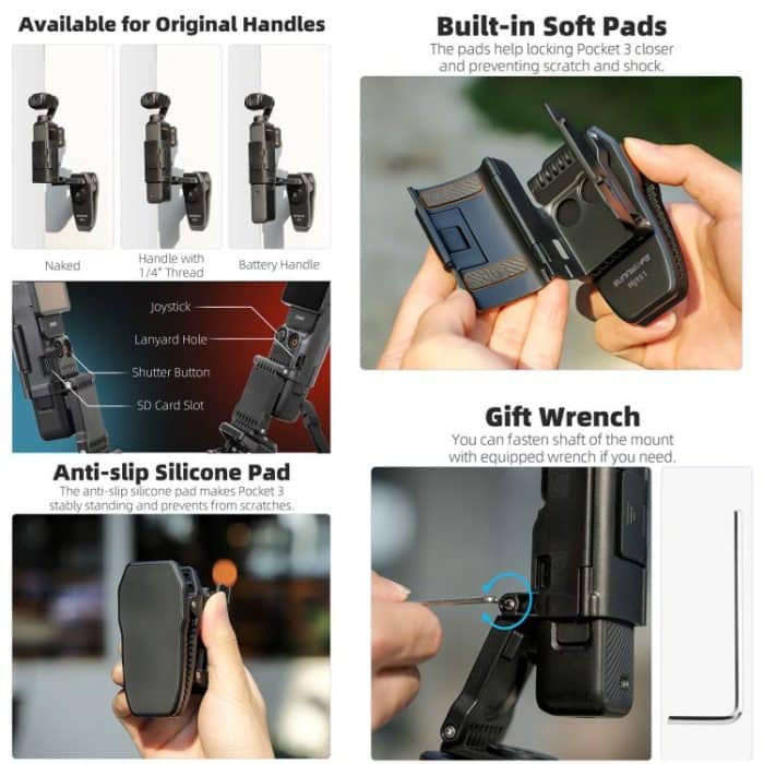 For DJI Osmo Pocket 3 Sunnylife Stretchable Backpack Clip Rotatable Magnetic Mount Action Camera Holder Vlog Mount, For DJI Osmo Pocket 3 – Bild 7