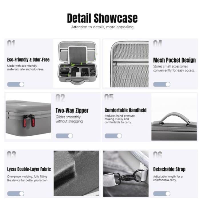 For DJI Osmo 360 STARTRC Full Kit Portable Handbag Shoulder PU Storage Bag, For DJI Osmo 360 PU – Bild 10