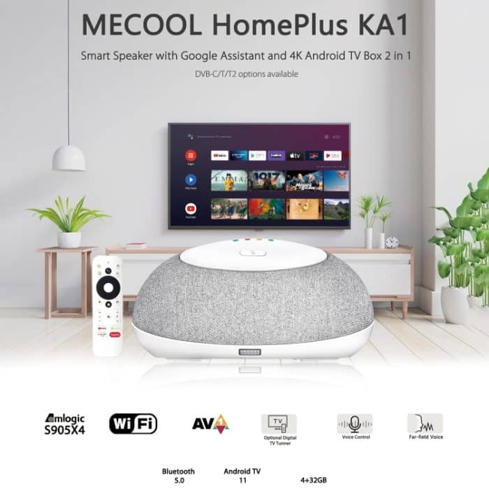 MECOOL KA1 Smart TV-Lautsprecher Android 11 TV-Box mit Fernbedienung, Amlogic S905X4 Quad Core Cortex-A55, 4 GB + 32 GB, Dualband / Bluetooth / Ethernet / OTT, KA1-OTT – Bild 2