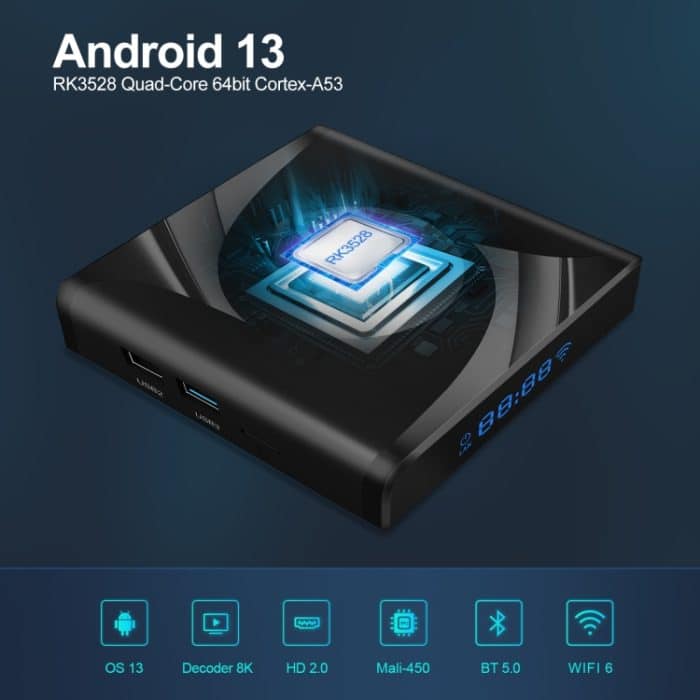 X88 Pro 13 Android 13.0 Smart-TV-Box mit Fernbedienung, RK3528 Quad-Core, 4G+64GB, 4G+64GB – Bild 2