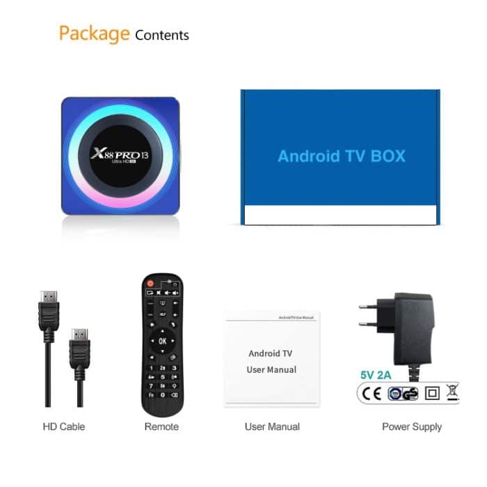 Acryl X88 Pro 13 8K Ultra HD Android 13.0 Smart-TV-Box mit Fernbedienung, RK3528 Quad-Core, 2 GB + 16 GB, 2GB+16GB – Bild 9