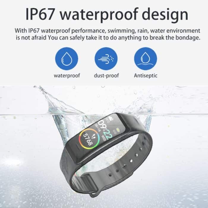 B1 0,96 Zoll Farbbildschirm IP67 wasserdichte Smartwatch, unterstützt Schlafüberwachung / Herzfrequenzüberwachung / Blutdrucküberwachung – Bild 5
