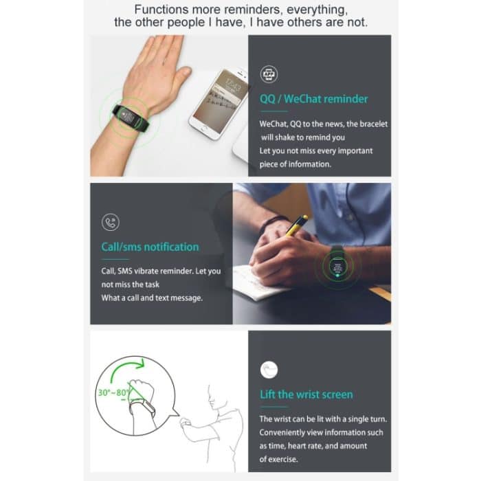 B1 0,96 Zoll Farbbildschirm IP67 wasserdichte Smartwatch, unterstützt Schlafüberwachung / Herzfrequenzüberwachung / Blutdrucküberwachung – Bild 9