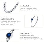 Damenring aus S925-Sterlingsilber mit dunkelblauem Zirkon und platinierter Twist-Textur – Bild 6