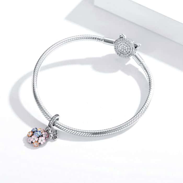 S925 Sterling Silber bunte Zirkon Blumen Anhänger DIY Armband Halskette Zubehör – Bild 6